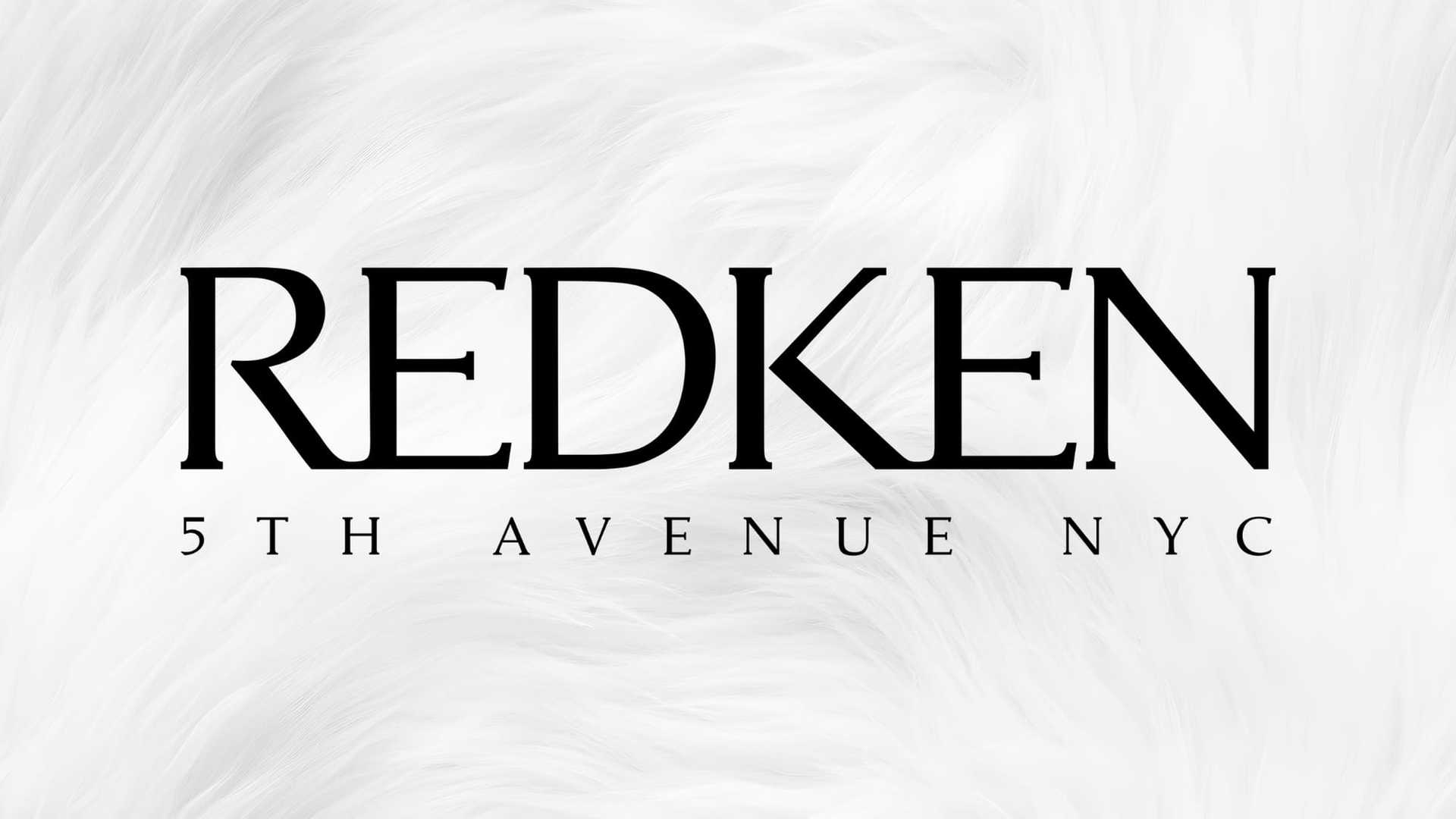 Redken 5th Avenue NYC logo on a white textured background.