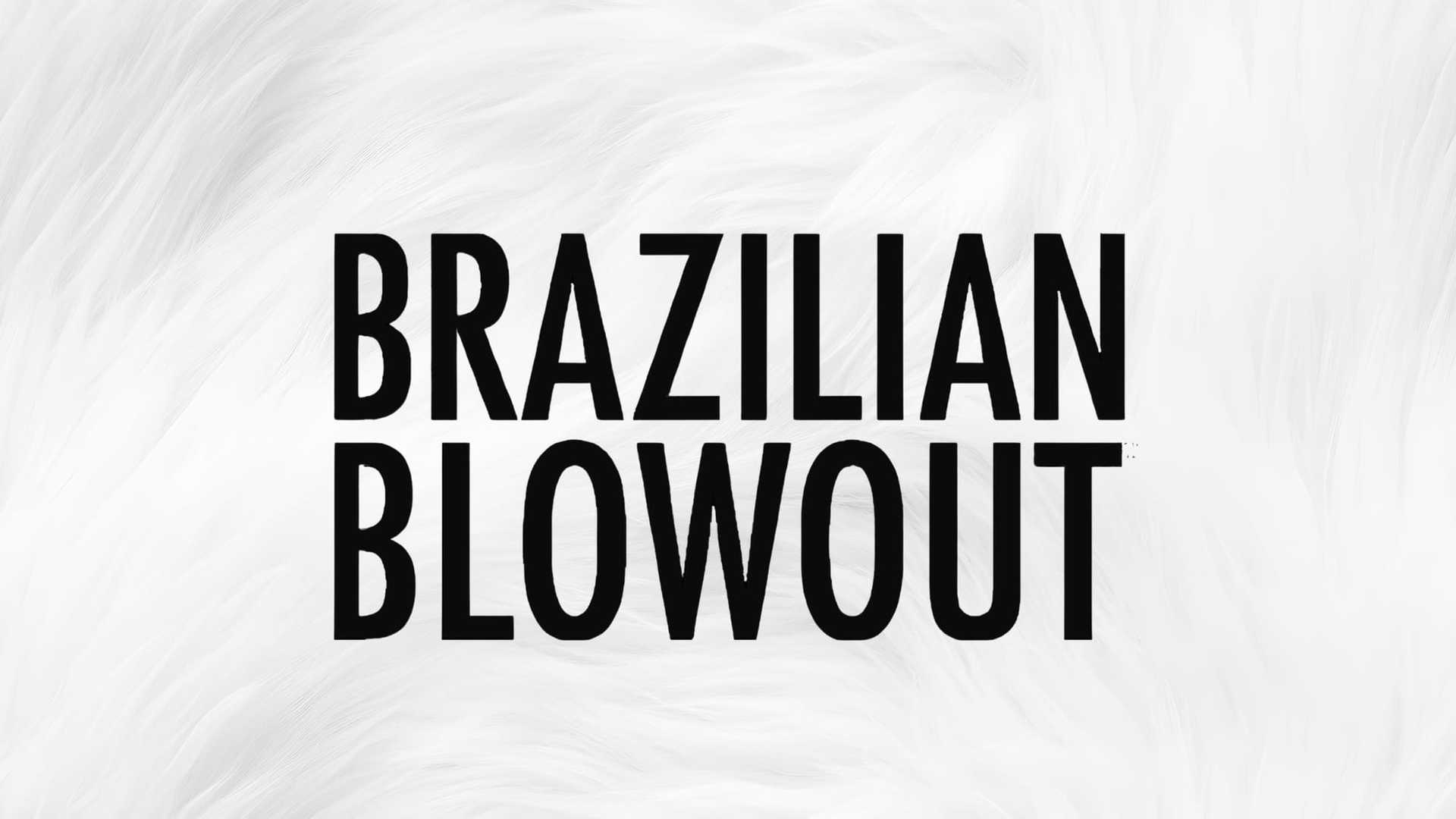 Brazilian Blowout text on a white, wavy background.