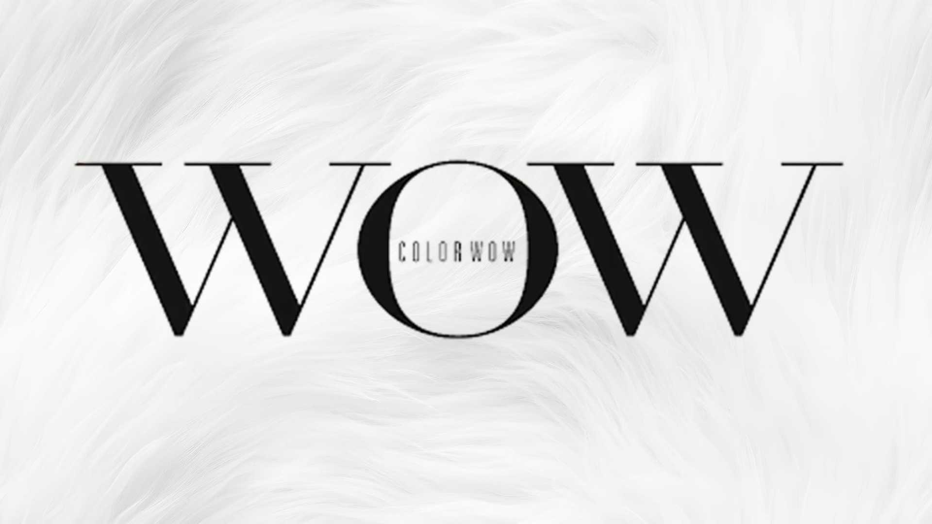 Brand logo "Color Wow" on a textured white background.